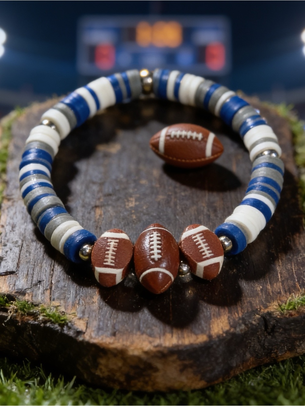 Cowboys Blue White Clay Bead Bracelet, Football Gameday Spirit Stack BTJ - Picture 1 of 9